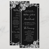 Programme de mariage floral élégant noir et blanc (Devant / Derrière)