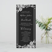 Programme de mariage floral élégant noir et blanc (Debout devant)