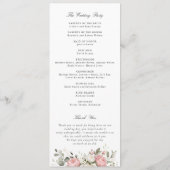 Programme de mariage floral élégant rose blush et (Dos)