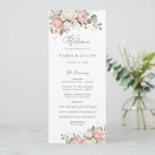 Programme de mariage floral élégant rose blush et (Debout devant)
