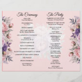 Programme de mariage floral élégant rose et violet (Dos)