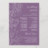 Programme de mariage floral élégant violet poussié (Dos)
