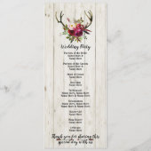 Programme de mariage floral en bois de cerf rustiq (Dos)