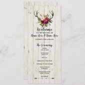 Programme de mariage floral en bois de cerf rustiq (Devant / Derrière)