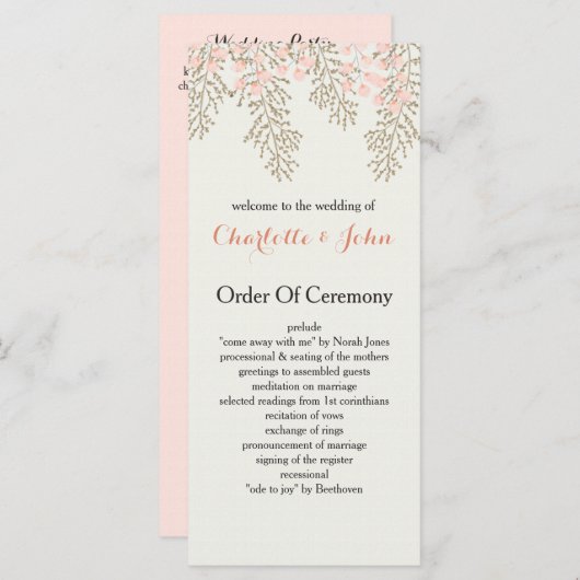 programme de mariage floral en ivoire (Devant / Derrière)