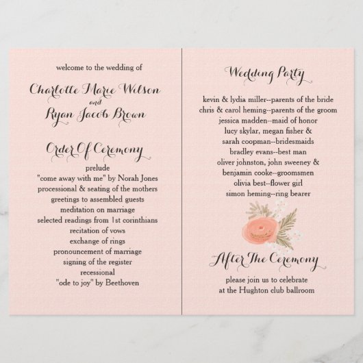 programme de mariage floral en ivoire (Dos)