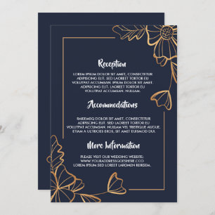 Programme de mariage floral en or et Navy