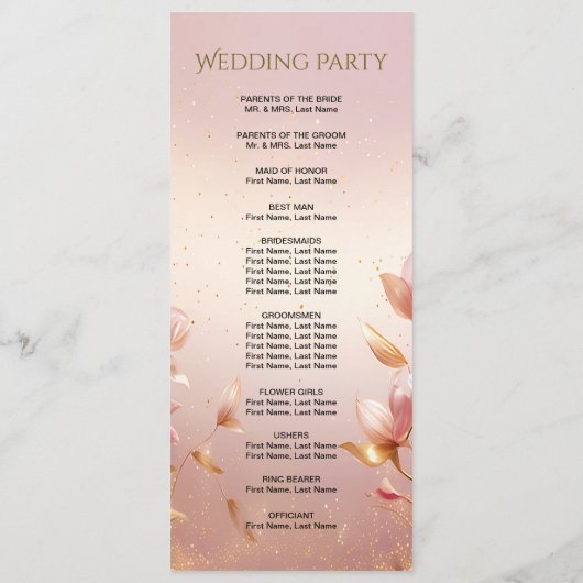 Programme de mariage floral Feuille rose (Dos)