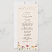 Programme de mariage floral Fleur sauvage simple e (Dos)