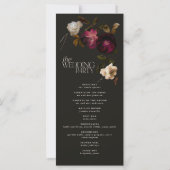 Programme de mariage floral foncé élégant bordeaux (Dos)