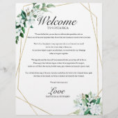 Programme de Mariage Floral Géométrique Verdure (Devant)