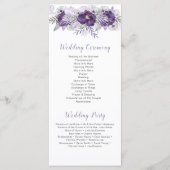 Programme de mariage floral gris lavande violet (Dos)