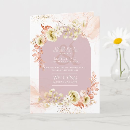 Programme de mariage floral hispanique 4 pages Bil (Petite plante)