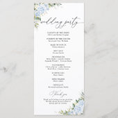 Programme de mariage floral Hydrangea Bleu (Dos)