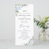 Programme de mariage floral Hydrangea Bleu (Debout devant)