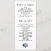 Programme de mariage floral hydrangea bleu et viol (Dos)