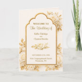 Programme de mariage floral ivoire et champagne pl (Devant)