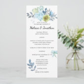 Programme de mariage floral jaune bleu clair vert (Debout devant)