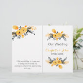 programme de mariage floral jaune gris aquarelle (Debout devant)