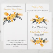 programme de mariage floral jaune gris aquarelle (Devant / Derrière)