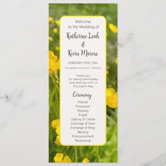 Programme de Mariage floral jaune vif (Devant)