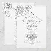 Programme de mariage floral Kraft recto-verso (Devant / Derrière)