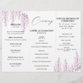 Programme de mariage floral lavande rose pâle élég (Dos)