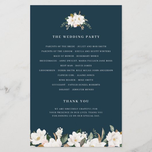 programme de mariage floral magnolia (Dos)