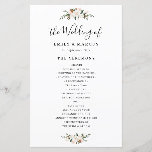 programme de mariage floral magnolia (Devant)