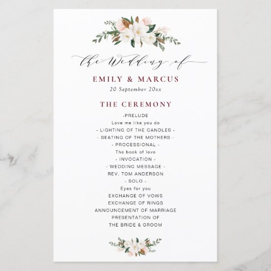 programme de mariage floral magnolia en Bourgogne (Devant)