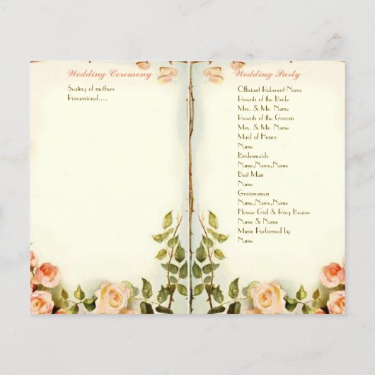 programme de mariage floral mignon, rose (Dos)