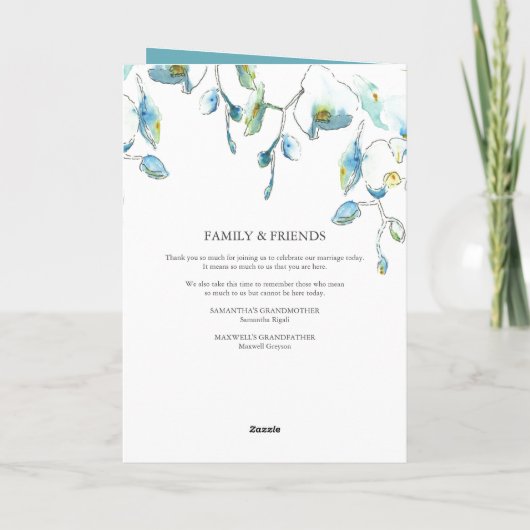 Programme de mariage floral Modèles (Dos)