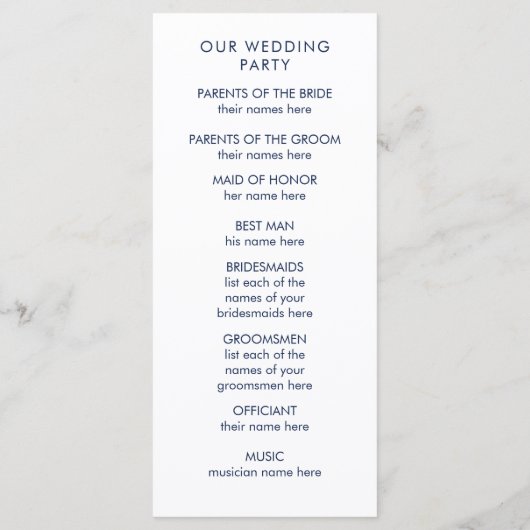 Programme de mariage floral moderne Blush Pink et  (Dos)