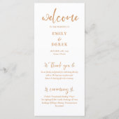 Programme de mariage floral moderne Boho Orange (Devant)