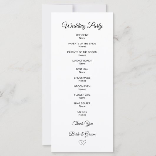 Programme de mariage floral moderne noir et blanc (Dos)