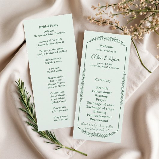Programme de mariage floral monochrome rustique