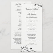 Programme de mariage floral noir et blanc (Devant / Derrière)
