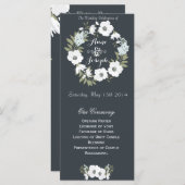 Programme de mariage floral noir et blanc (Devant / Derrière)