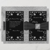 Programme de mariage floral noir et blanc (Devant / Derrière)