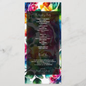 Programme de mariage floral noir et blanc Roses ar (Dos)