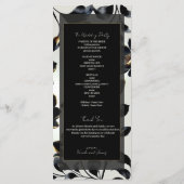 Programme de mariage floral noir et or beige (Dos)