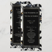 Programme de mariage floral noir et or Greige (Devant / Derrière)