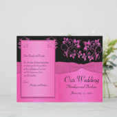 Programme de mariage floral noir et rose (Debout devant)
