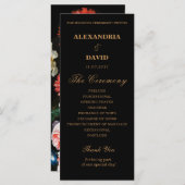 Programme de mariage Floral noir rouge foncé (Devant / Derrière)