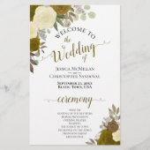 Programme de mariage floral or et jaune à petit bu (Devant)