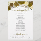 Programme de mariage floral or et jaune à petit bu (Dos)