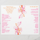Programme de mariage floral orange, rose et blanc (Dos)