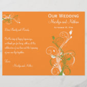 Programme de mariage floral orange, vert et blanc (Devant)