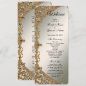 Programme de mariage floral orné d'or moderne (Devant / Derrière)