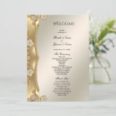Programme de mariage floral orné or (Debout devant)